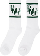 Rhude White & Green Scramble Logo Sock