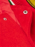 Emotionally Unavailable - Appliquéd Felt and Faux Leather Varsity Jacket - Red