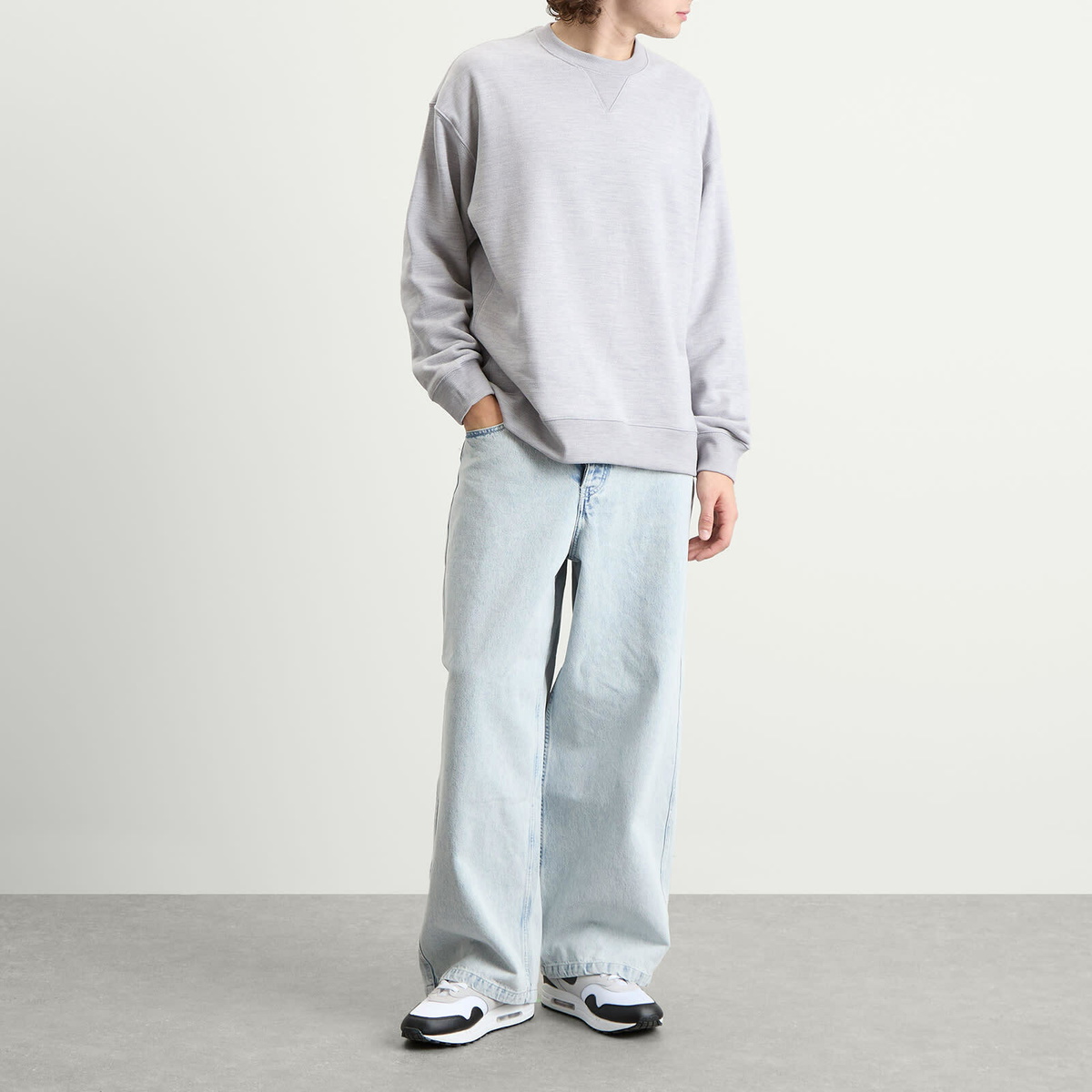 Nike Wool Classics Wool Sweatshirt in Matte Silver/Heather Grey