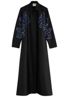 Lovebirds Sequin-embellished Taffeta Midi Shirt Dress Black