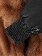 424 - City Striped Goat Hair and Leather Bomber Jacket - Brown