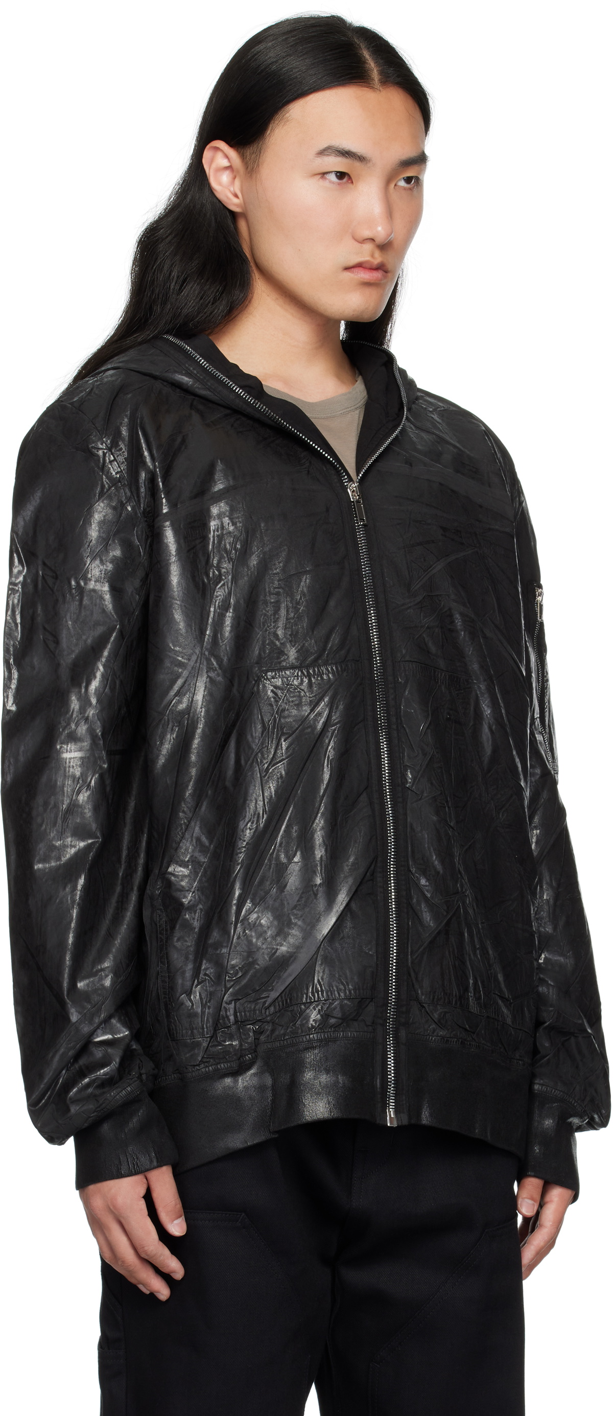 Rick Owens DRKSHDW Black Hollywood Flight Bomber Jacket Rick Owens