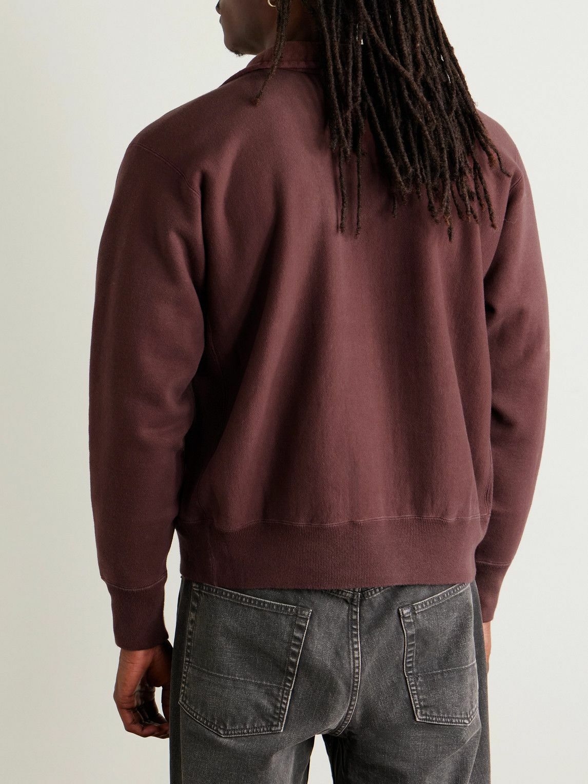 A.PRESSE - Vintage Cotton-Jersey Half-Zip Sweatshirt - Burgundy