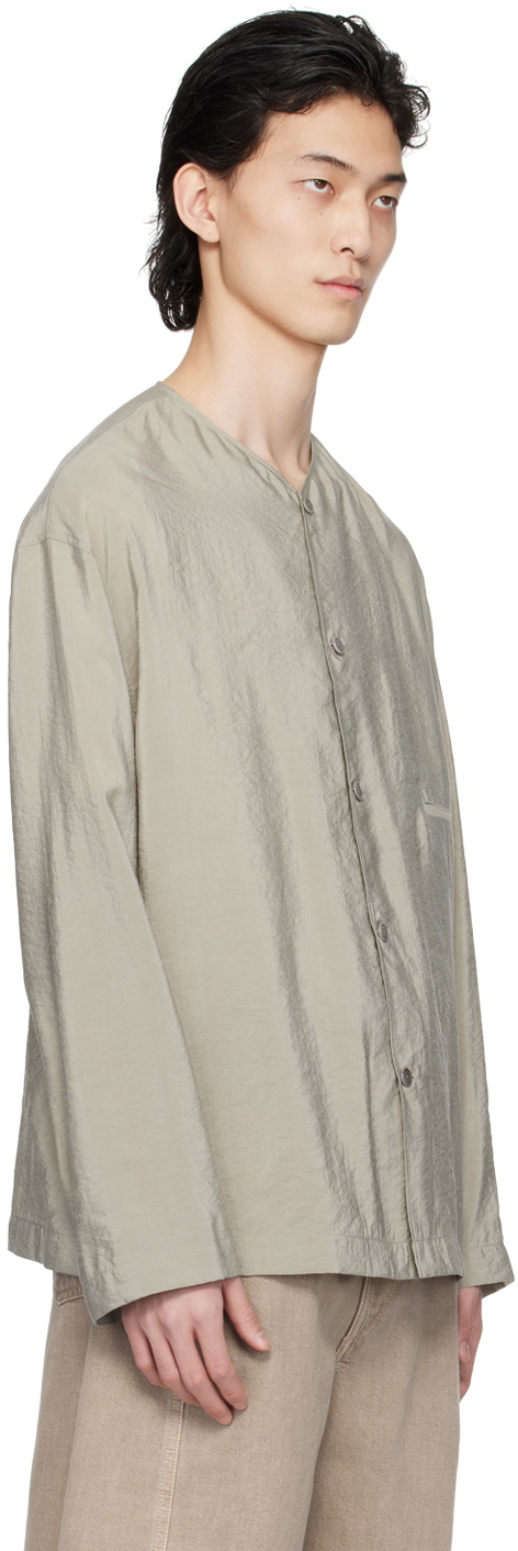 LEMAIRE Gray Collarless Shirt Lemaire