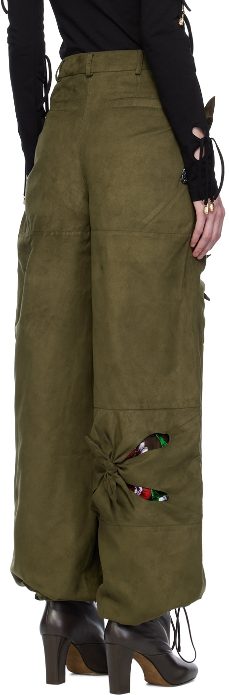 J.Kim Khaki Paneled Faux-Suede Cargo Pants