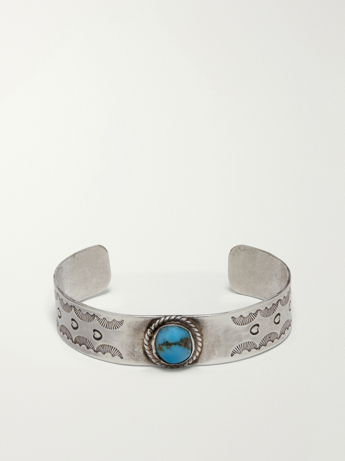 FOUNDWELL - Vintage 1970s Sterling Silver Turquoise Bracelet - Silver