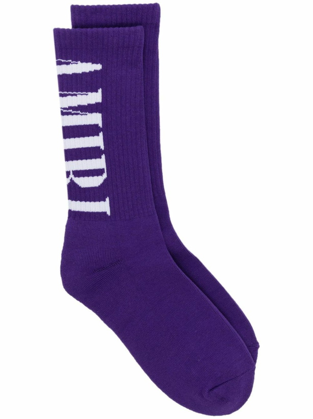 Photo: AMIRI Purple Solid Core Logo Socks