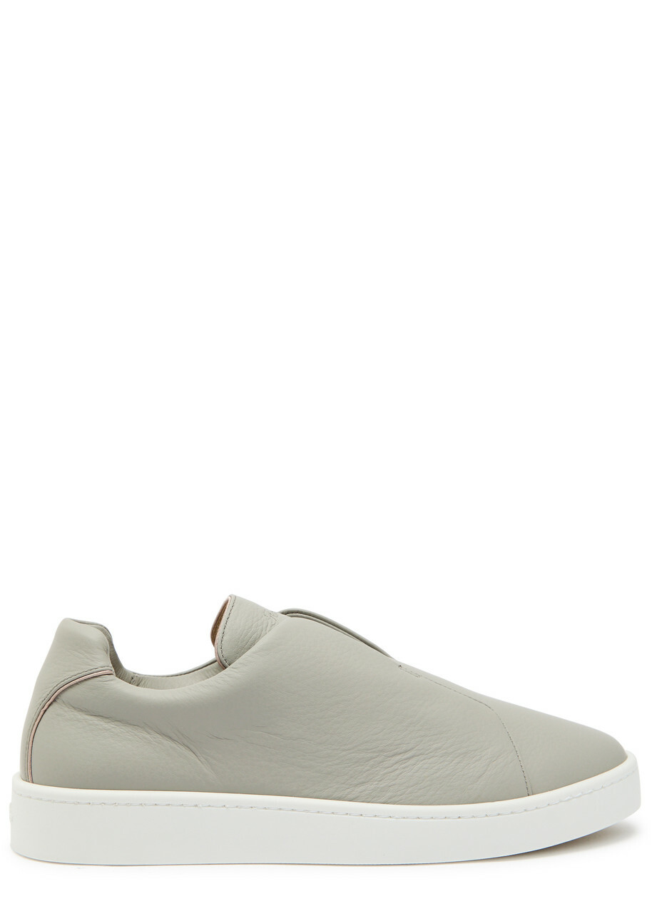 Aurélien Aur3 Grained Leather Sneakers Grey
