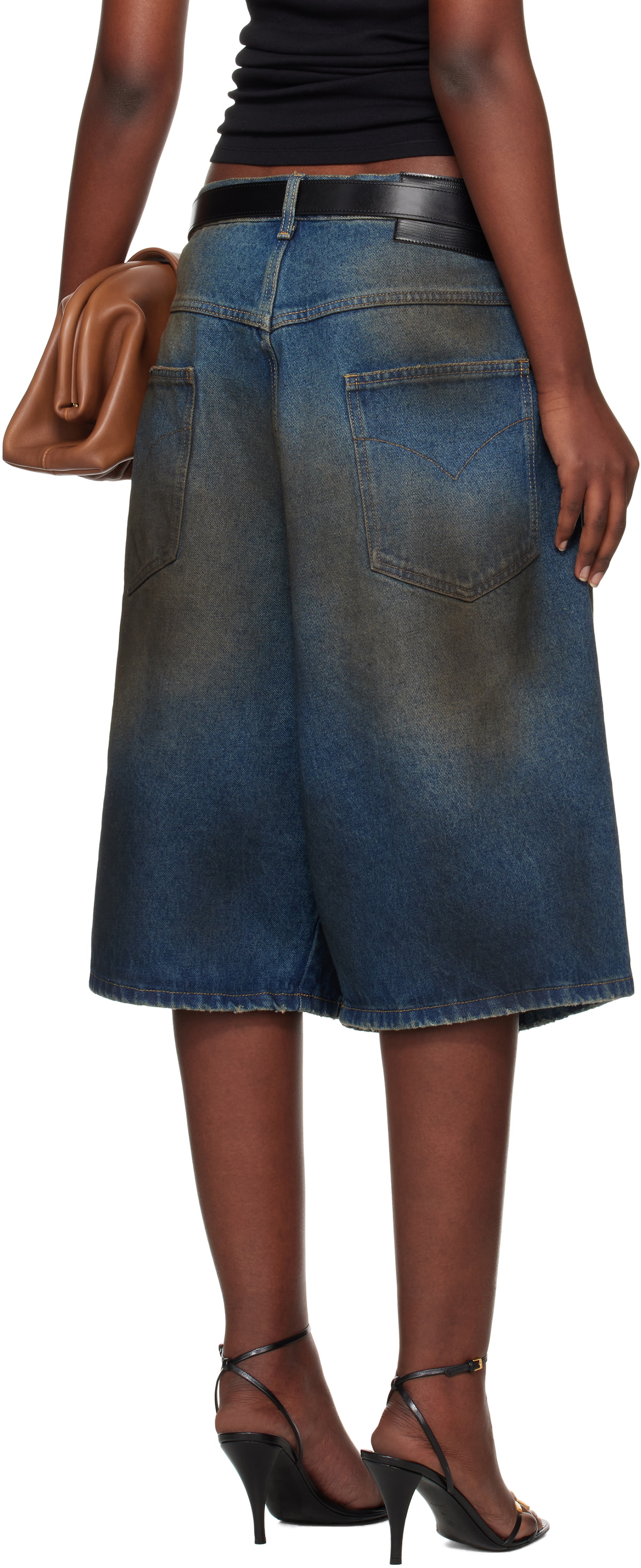 LU'U DAN Blue Kriss Kross Denim Shorts