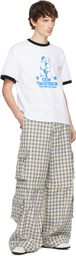 ERL Off-White & Blue Zip-Off Plaid Cargo Pants
