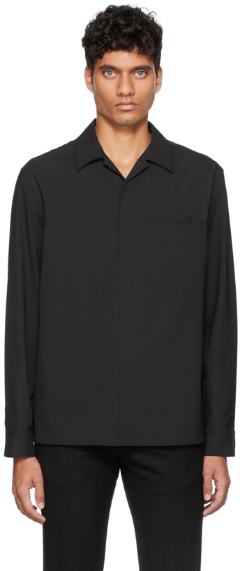 Photo: Solid Homme Black Wool Long Sleeve Polo