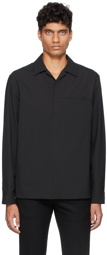 Solid Homme Black Wool Long Sleeve Polo