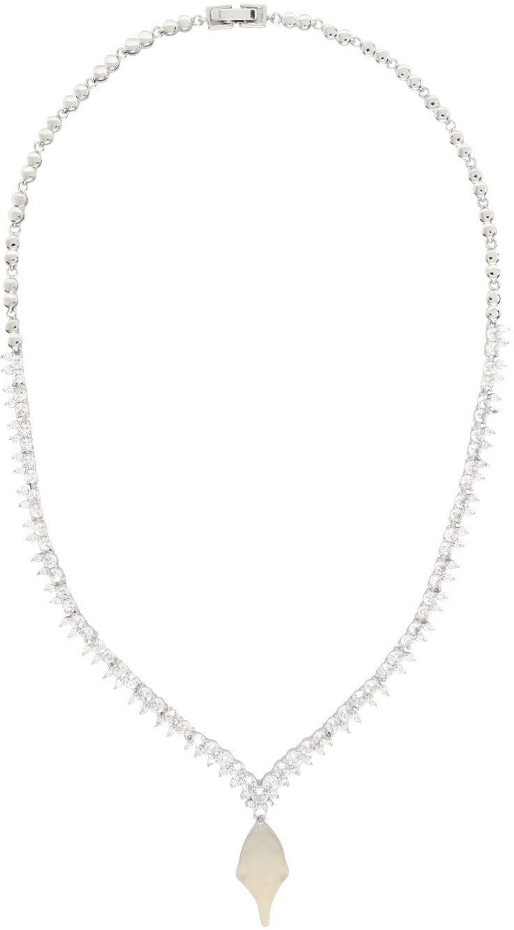 Ottolinger Silver & Off-White Diamond Dip Necklace
