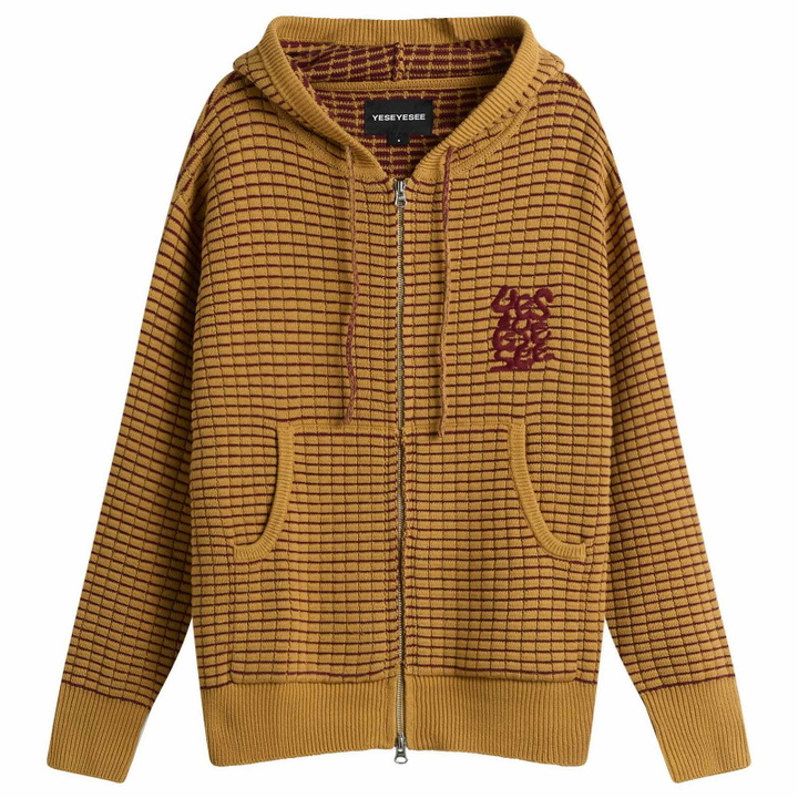 Photo: YESEYESEE Women's Hooded Knit Zip Up in Yellow