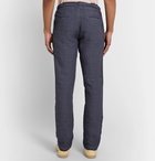 120% - Slim-Fit Linen Drawstring Trousers - Blue