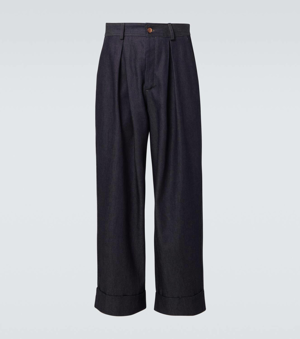 King & Tuckfield Roll Cuff high-rise denim wide-leg pants