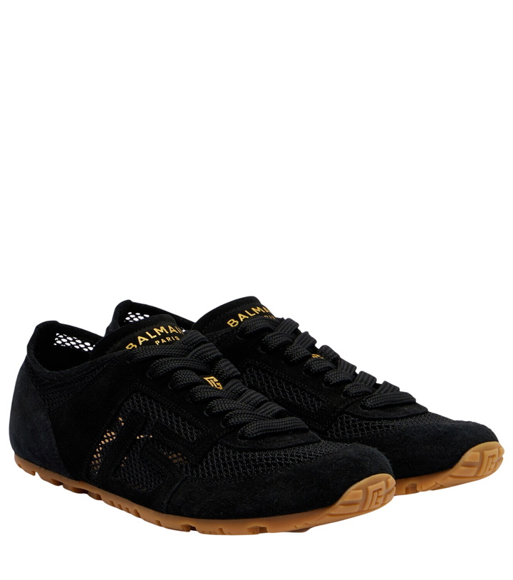 Photo: Balmain Runner suede-trimmed sneakers