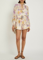 Zimmermann Luna Floral-print Georgette Blouse Cream