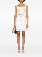 Balmain White Button-Up Tweed Skirt