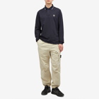 Stone Island Men's Long Sleeve Patch Polo in Navy Blue