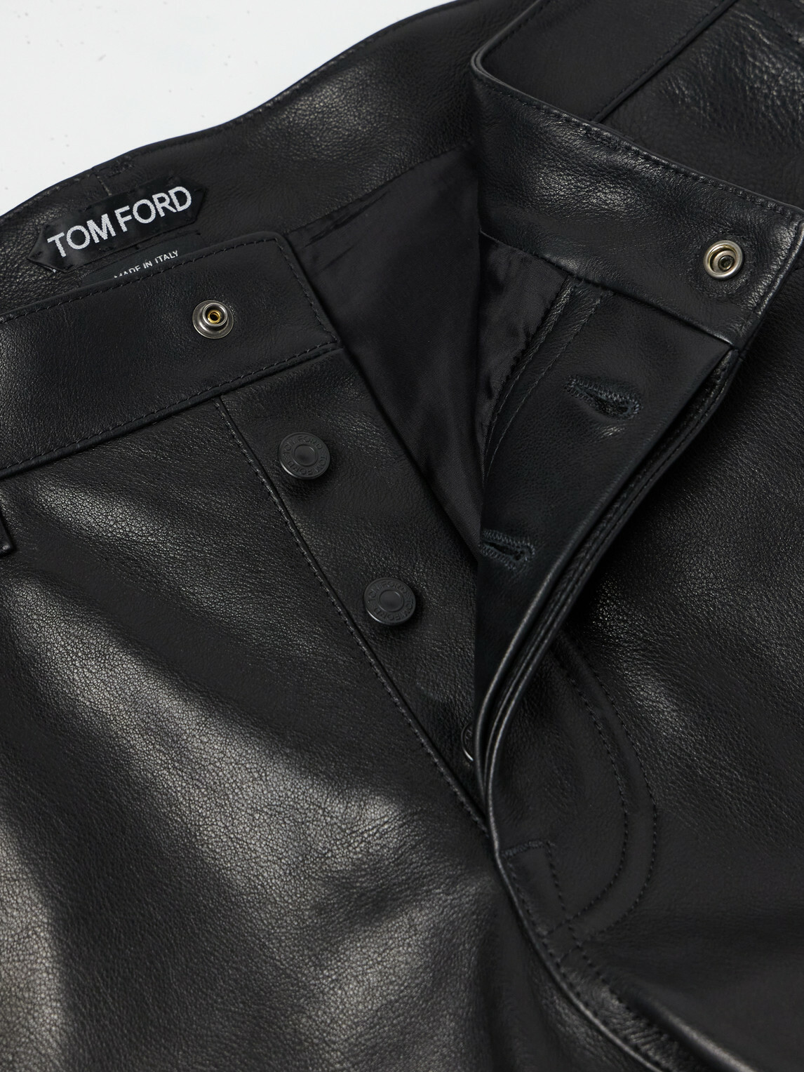 TOM FORD - Slim-Fit Leather Trousers - Black