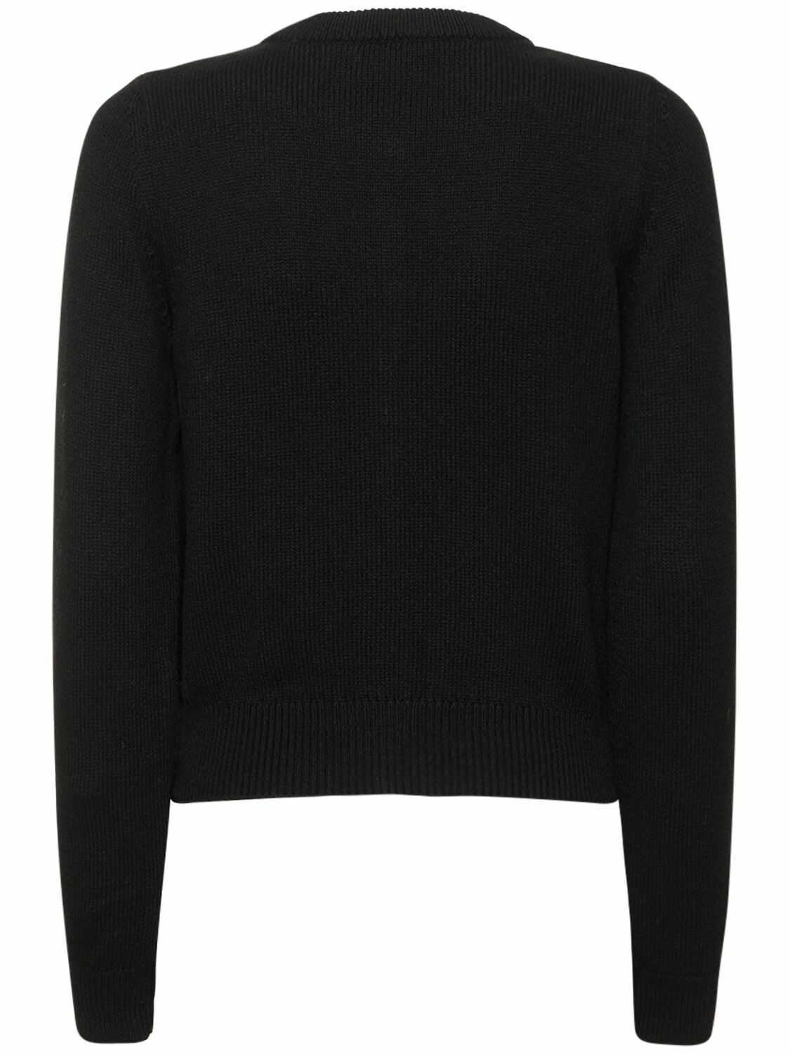 PALM ANGELS Classic Logo Fitted Wool Blend Cardigan