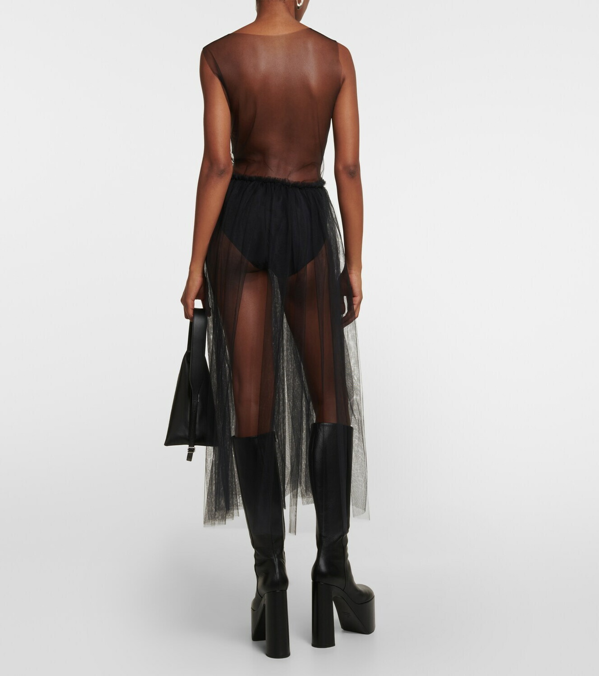 Noir Kei Ninomiya Overlay-tulle maxi dress