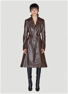 Belted Leather Coat in Brown