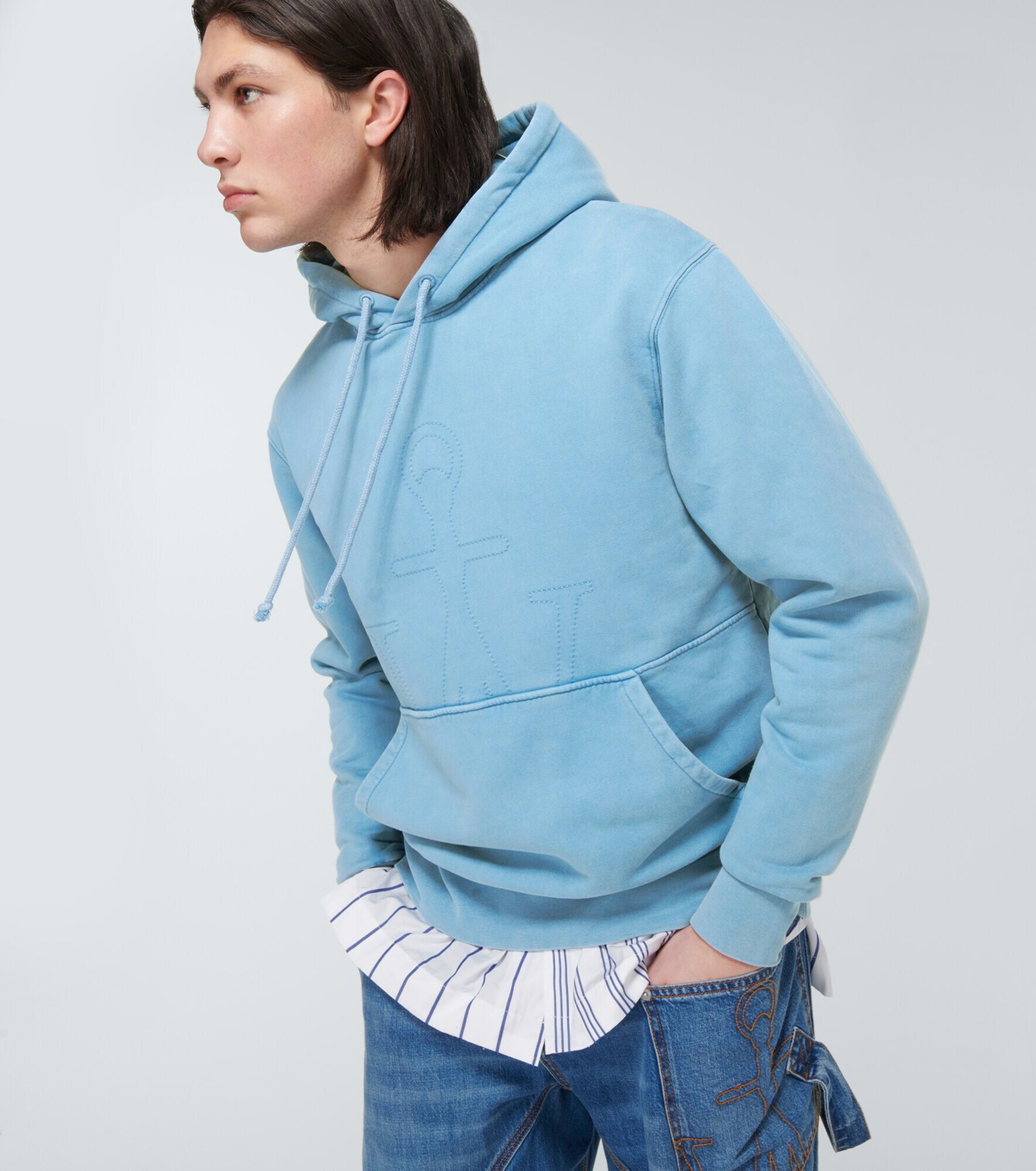 JW Anderson - Embroidered cotton jersey hoodie JW Anderson