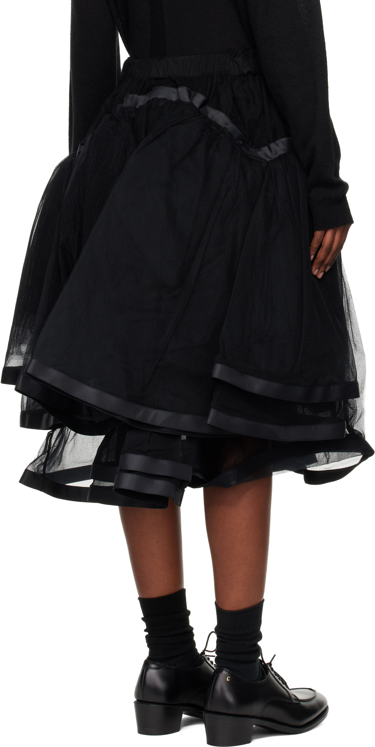 Noir Kei Ninomiya Black Volume Tulle Pleats Midi Skirt