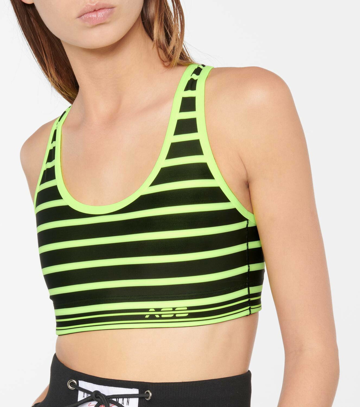 Adam Selman Sport Striped cross-back sports bra