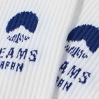 BEAMS JAPAN Logo Sock in White/Blue