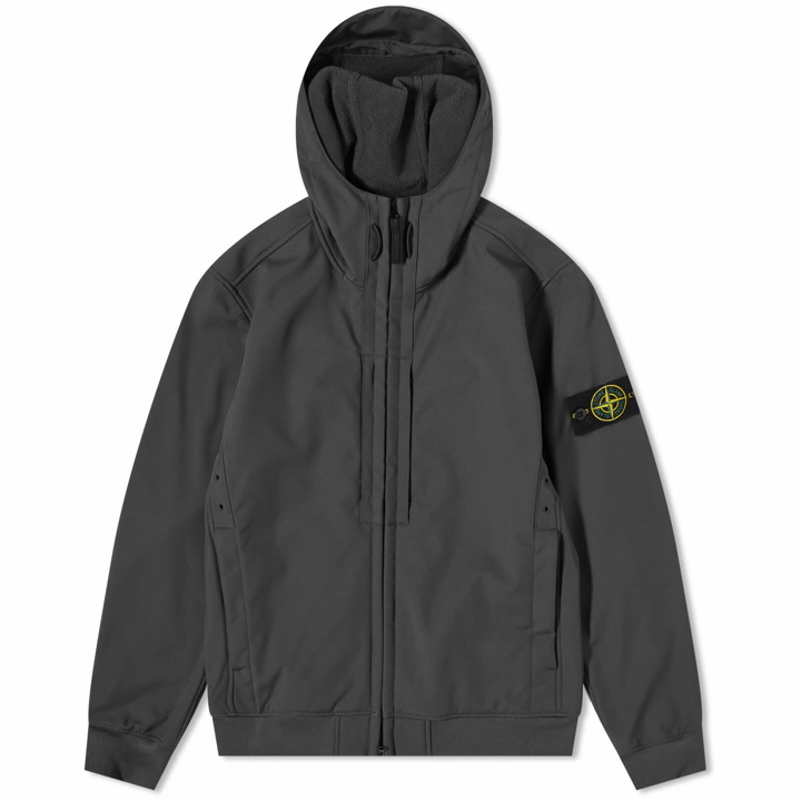 Photo: Stone Island Men's Soft Shell-R Hooded Jacket in Black
