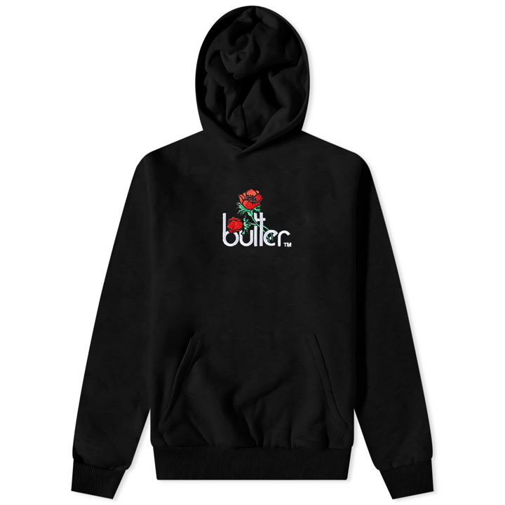 Photo: Butter Goods Men's Windflower Embroidered Logo Hoody in Black