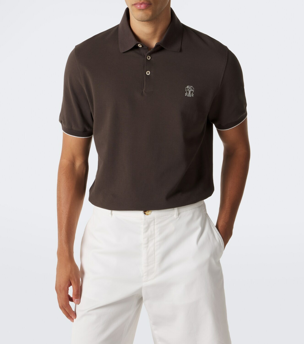 Brunello Cucinelli Logo cotton piqué polo shirt
