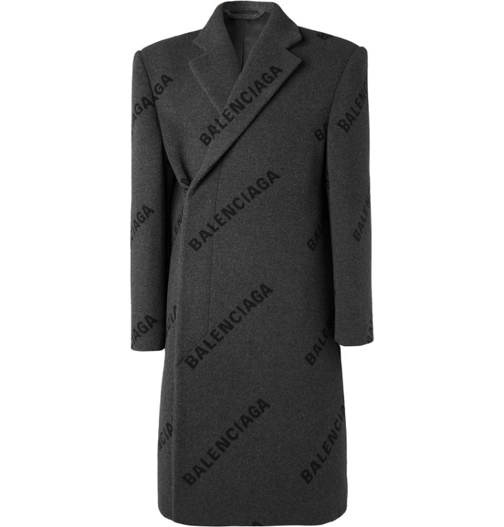 Photo: Balenciaga - Oversized Logo-Print Cashmere Coat - Gray