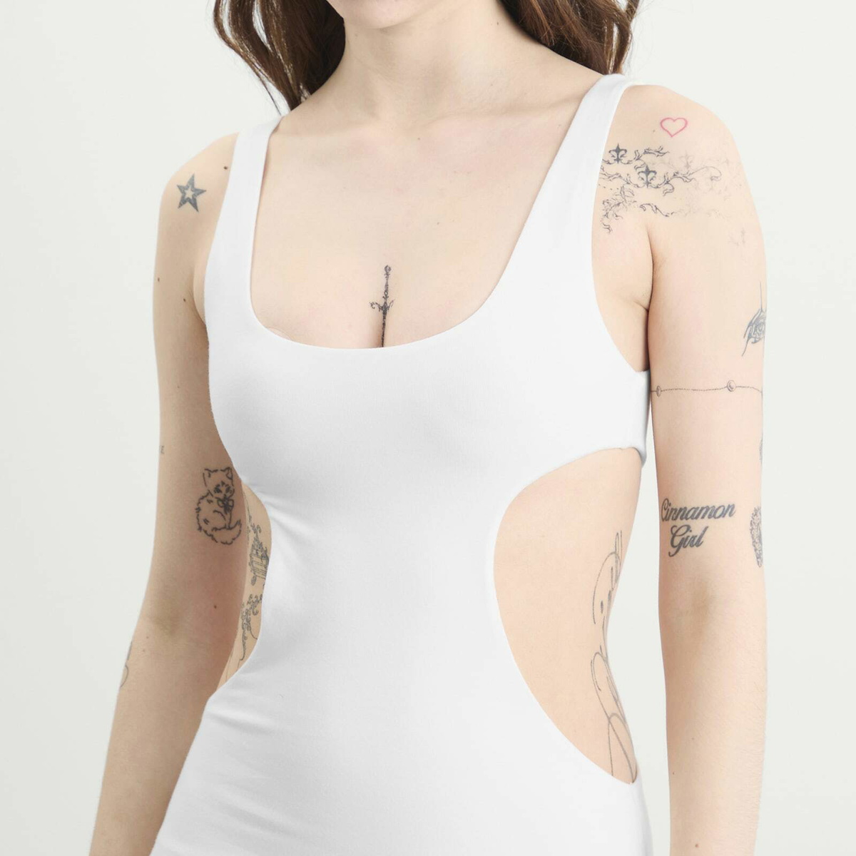 SKIMS Women's Cotton Jersey Cut-Out Mini Dress in Marble