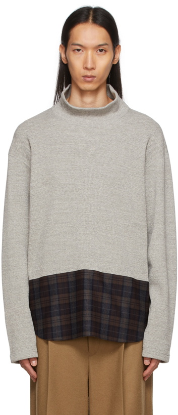 Photo: Comme des Garçons Homme Grey Waffle Knit Panelled Turtleneck