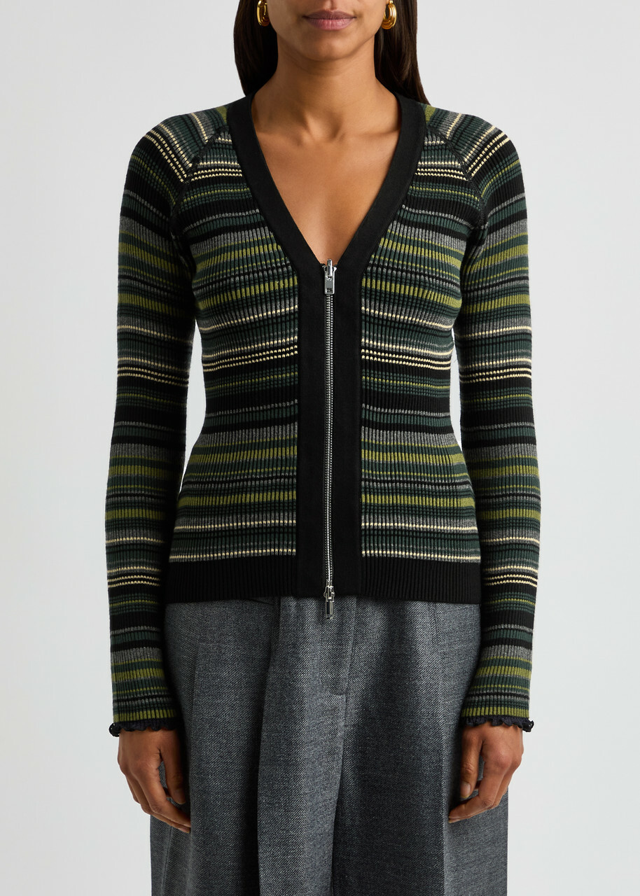 3.1 Phillip Lim Reversible Striped Knitted Cardigan Black