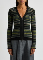 3.1 Phillip Lim Reversible Striped Knitted Cardigan Black