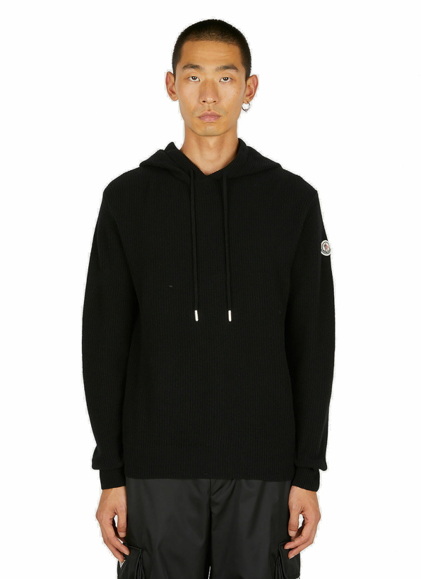 Photo: Logo Patch Hooded Sweater in Black