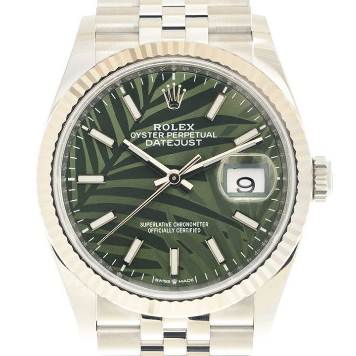 Photo: Rolex Datejust 36 Automatic Chronometer Geen Palm Motif Dial Watch 126234GNSPLMJ