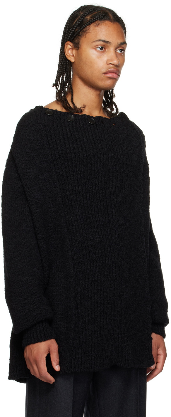 T/SEHNE Black Deep-Pleat Turtleneck