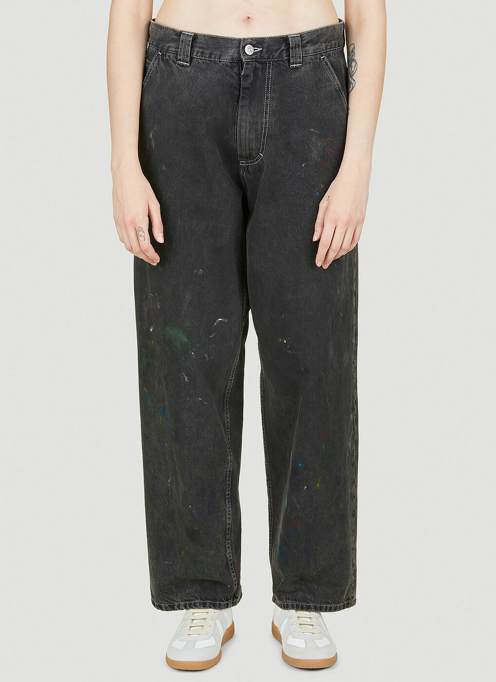 Paint Splatter Jeans in Black Maison Margiela