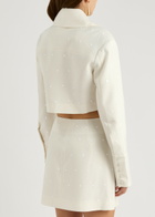 Clea Aldo Sequin-embellished Woven Jacket Cream