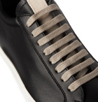 Rick Owens - Grosgrain-Trimmed Leather Sneakers - Black