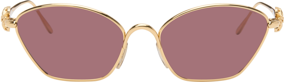 LOEWE Gold Anagram Hexagonal Sunglasses