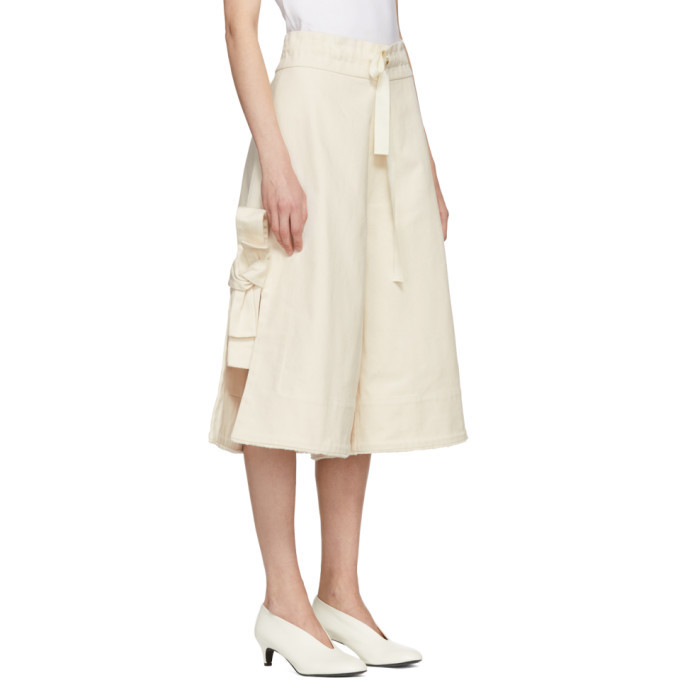 Roberts | Wood Off-White Twill Raw Split Trousers