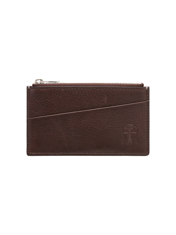 Photo: Brunello Cucinelli - Logo-Debossed Leather Zipped Cardholder