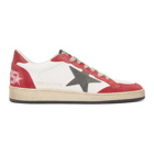 Golden Goose White and Red Ball Star Sneakers